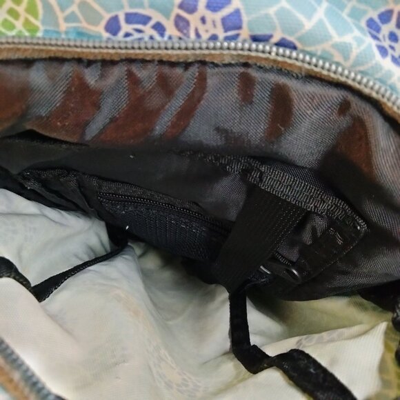 L L Bean Backpack Blue Floral Mesh Pockets Padded Straps - Picture 12 of 15